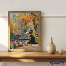 Charger l&#39;image dans la galerie, Broderie Diamant - Femme en Automne inspirée de Renoir 40x50cm toile tendue sur châssis