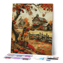 Charger l'image dans la galerie, Broderie Diamant - Jeune Fille vintage à la campagne en Automne
