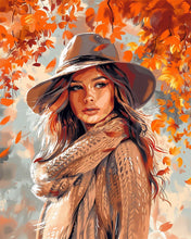 Charger l&#39;image dans la galerie, Diamond Painting - Broderie Diamant - Femme dans le vent d&#39;Automne