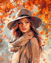 Charger l'image dans la galerie, Diamond Painting - Broderie Diamant - Femme dans le vent d'Automne 40x50cm toile tendue sur châssis