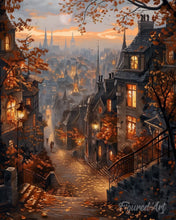 Charger l'image dans la galerie, Diamond Painting - Broderie Diamant - Rue d'Automne et vieille Ville 40x50cm toile tendue sur châssis
