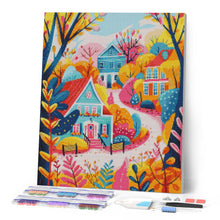 Charger l'image dans la galerie, Broderie Diamant - Maisons colorées en Automne