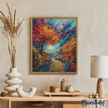 Charger l&#39;image dans la galerie, Broderie Diamant - Automne surréaliste inspiré de Van Gogh 40x50cm toile tendue sur châssis