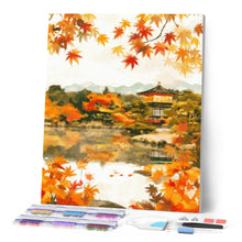 Charger l'image dans la galerie, Broderie Diamant - Temple japonais au bord du Lac en Automne