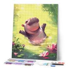 Charger l'image dans la galerie, Broderie Diamant - Hippopotame Nageur