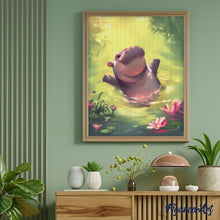 Charger l'image dans la galerie, Broderie Diamant - Hippopotame Nageur