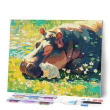 Charger l'image dans la galerie, Broderie Diamant - Bébé Hippopotame et sa Maman