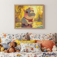 Charger l'image dans la galerie, Broderie Diamant - Bébé Hippopotame heureux