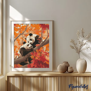 Broderie Diamant - Jumeaux Pandas en Automne