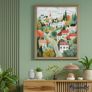 Broderie Diamant - Village enchanté vert