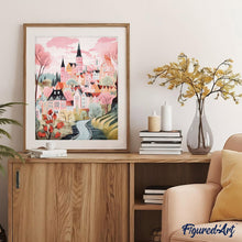 Charger l&#39;image dans la galerie, Broderie Diamant - Village enchanté rose