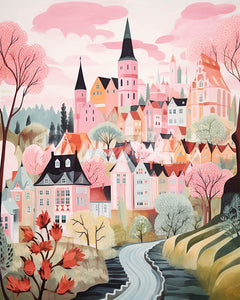 Diamond Painting - Broderie Diamant - Village enchanté rose