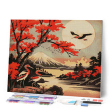 Charger l'image dans la galerie, Broderie Diamant - Grues et Vue sur le Mont Fuji