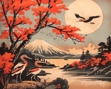 Charger l'image dans la galerie, Diamond Painting - Broderie Diamant - Grues et Vue sur le Mont Fuji 40x50cm toile tendue sur châssis