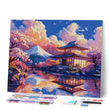 Charger l'image dans la galerie, Broderie Diamant - Vue du Temple avec le Mont Fuji