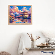 Charger l&#39;image dans la galerie, Broderie Diamant - Vue du Temple avec le Mont Fuji