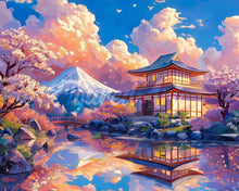 Charger l&#39;image dans la galerie, Diamond Painting - Broderie Diamant - Vue du Temple avec le Mont Fuji