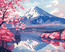 Charger l'image dans la galerie, Diamond Painting - Broderie Diamant - Mont Fuji et Lac aux Cerisiers en Fleurs 40x50cm toile tendue sur châssis