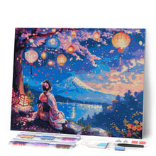 Charger l'image dans la galerie, Broderie Diamant - Geisha, Lanternes et Mont Fuji