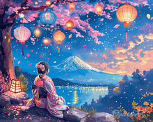Charger l'image dans la galerie, Diamond Painting - Broderie Diamant - Geisha, Lanternes et Mont Fuji 40x50cm toile tendue sur châssis