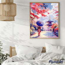 Charger l&#39;image dans la galerie, Broderie Diamant - Jardin Japonais en Automne 40x50cm toile tendue sur châssis