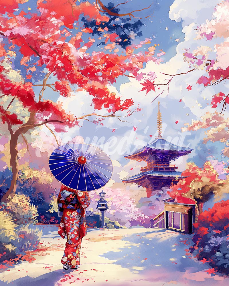 Diamond Painting - Broderie Diamant - Jardin Japonais en Automne 40x50cm toile tendue sur châssis