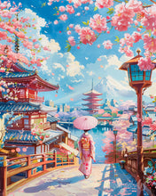 Charger l'image dans la galerie, Diamond Painting - Broderie Diamant - Rue des Cerisiers en Fleurs à Kyoto 40x50cm toile tendue sur châssis
