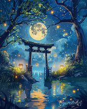 Charger l'image dans la galerie, Diamond Painting - Broderie Diamant - Torii au Clair de Lune et Lucioles 40x50cm toile tendue sur châssis