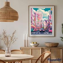 Charger l&#39;image dans la galerie, Broderie Diamant - Rue Animée du Japon 40x50cm toile tendue sur châssis