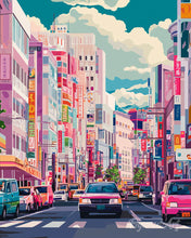 Charger l'image dans la galerie, Diamond Painting - Broderie Diamant - Rue Animée du Japon 40x50cm toile tendue sur châssis
