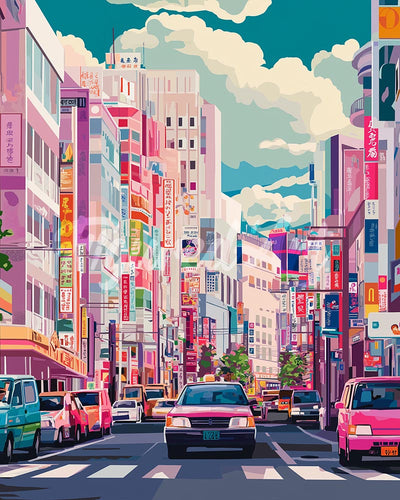 Diamond Painting - Broderie Diamant - Rue Animée du Japon 40x50cm toile tendue sur châssis