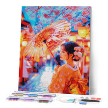 Charger l'image dans la galerie, Broderie Diamant - Jeune Fille en Kimono Rue des Cerisiers en Fleurs