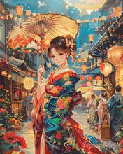 Charger l'image dans la galerie, Diamond Painting - Broderie Diamant - Jeune Fille en Kimono au Festival des Lanternes 40x50cm toile tendue sur châssis