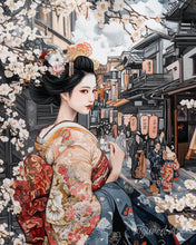 Charger l'image dans la galerie, Diamond Painting - Broderie Diamant - Geisha dans une Rue Vintage 40x50cm toile tendue sur châssis