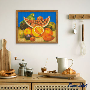 Broderie Diamant - Frida - Nature morte au perroquet et aux fruits