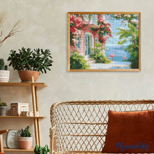 Charger l&#39;image dans la galerie, Broderie Diamant - Villa rose en bord de mer