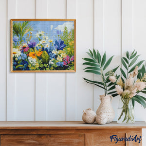Broderie Diamant - Champ de fleurs colorées