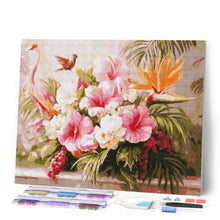 Charger l'image dans la galerie, Broderie Diamant - Hibiscus et flamant rose