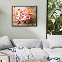 Charger l&#39;image dans la galerie, Broderie Diamant - Hibiscus et flamant rose