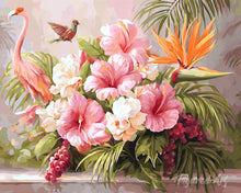 Charger l'image dans la galerie, Diamond Painting - Broderie Diamant - Hibiscus et flamant rose