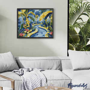 Broderie Diamant - Allée du jardin tropical