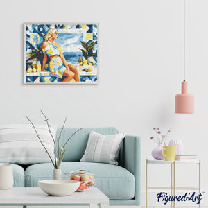 Broderie Diamant - Femme aux citrons