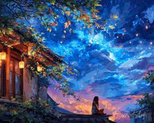Charger l'image dans la galerie, Diamond Painting - Broderie Diamant - Vue nocturne à la lanterne