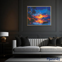Charger l&#39;image dans la galerie, Broderie Diamant - Coucher de soleil sur la plage et lanternes
