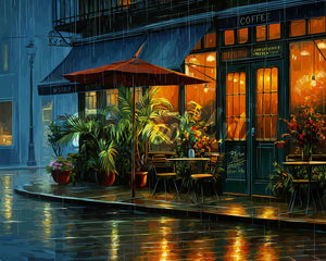 Diamond Painting - Broderie Diamant - Café du coin pluvieux