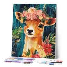 Charger l'image dans la galerie, Broderie Diamant - Faon fleuri