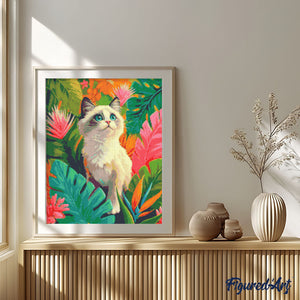 Broderie Diamant - Chaton Ragdoll dans la jungle