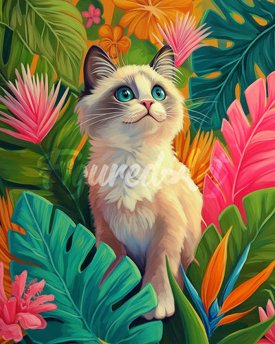 Diamond Painting - Broderie Diamant - Chaton Ragdoll dans la jungle