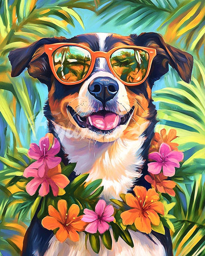 Diamond Painting - Broderie Diamant - Chien en vacances
