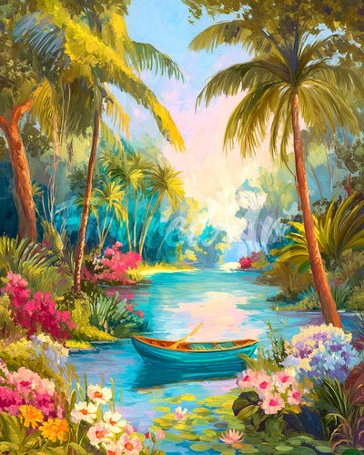 Diamond Painting - Broderie Diamant - Rivière paradisiaque